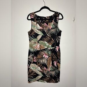 Connected Apparel Abstract Tropical Print Sleeveless Fitted Pencil Dress Size 12